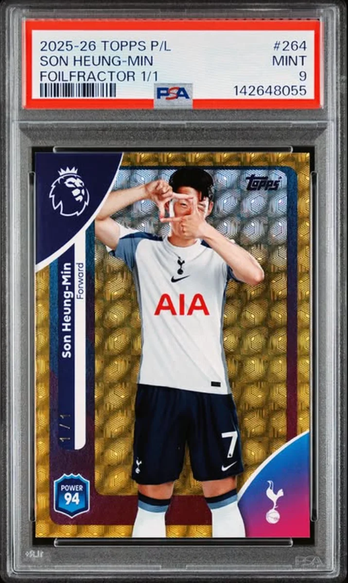 2025 Topps EPL Son Heung Min Foil Fractor 1/1 PSA 9