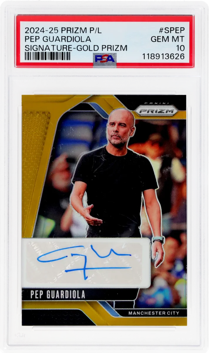 2024 Prizm EPL Pep Guardiola Gold Prizm Auto PSA 10