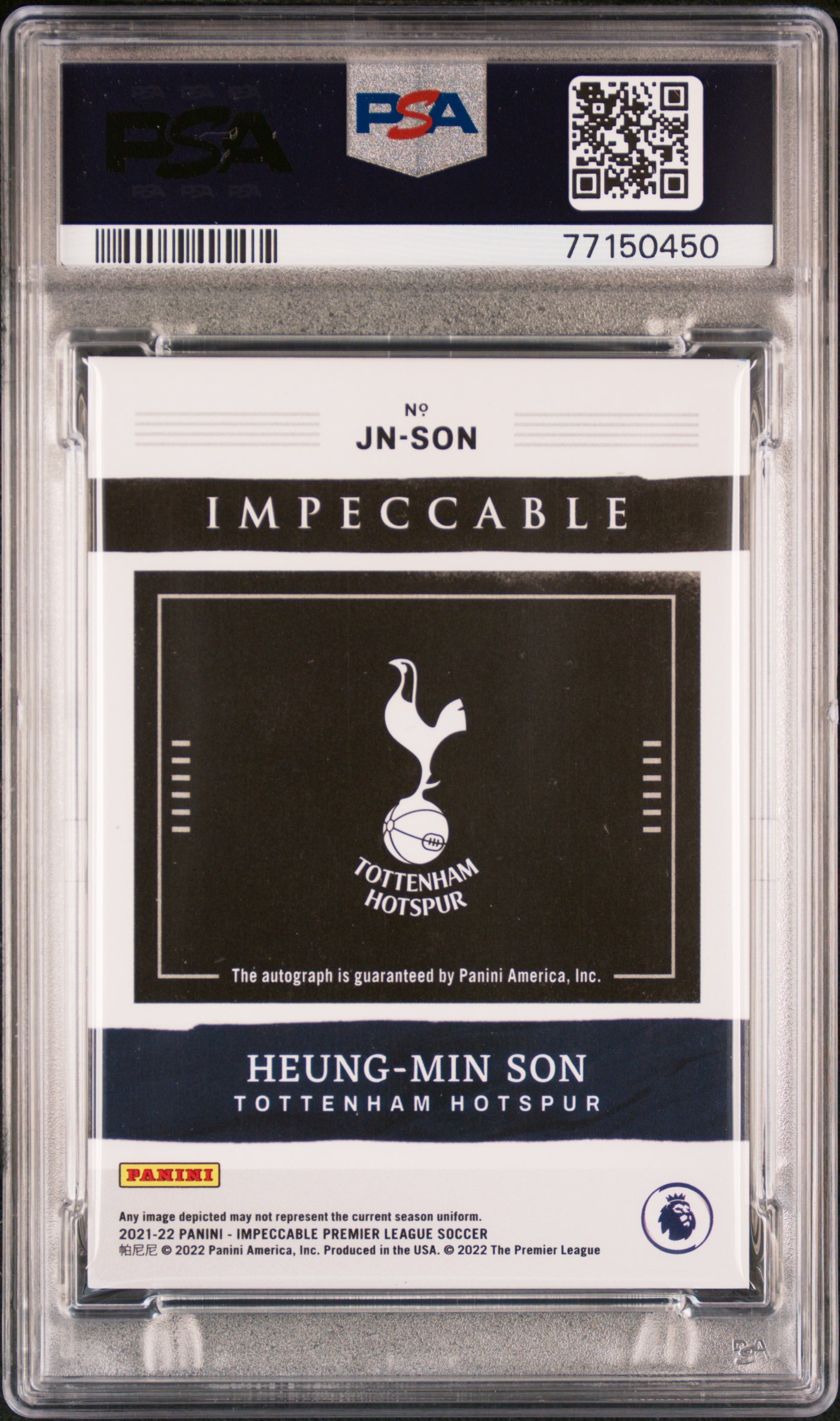 2021 Heung Min Son Golden Boot Year Impeccable Jersey Number PSA 9 Auto 10 back