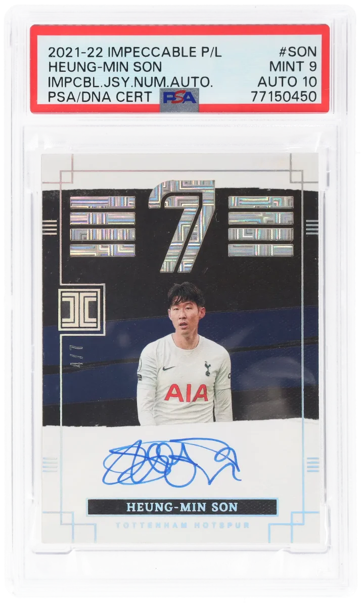 2021 Heung Min Son Golden Boot Year Impeccable Jersey Number PSA 9 Auto 10
