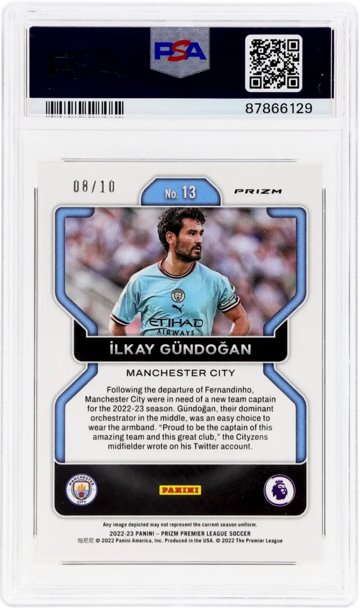 2022 Panini Prizm EPL Gold Prizm | Mancity Treble Year | Ilkay Gundogan #13 — back