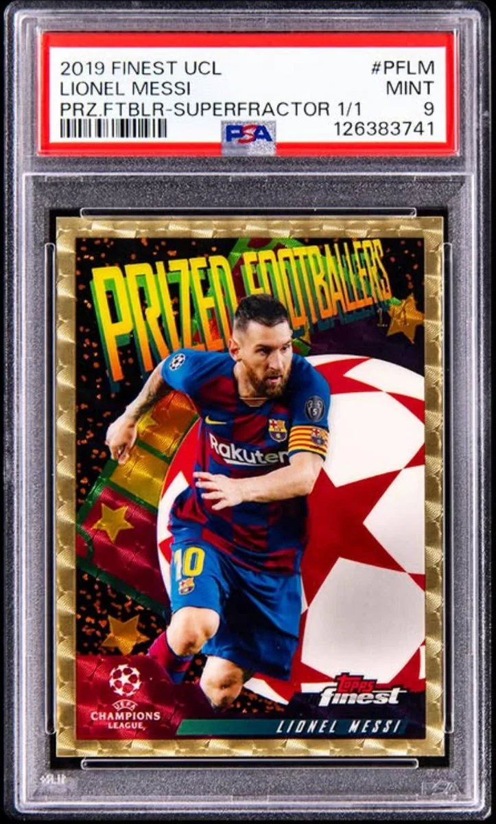 2019 Finest UCL Lionel Messi Prized Footballer Superfractor 1/1 PSA 9