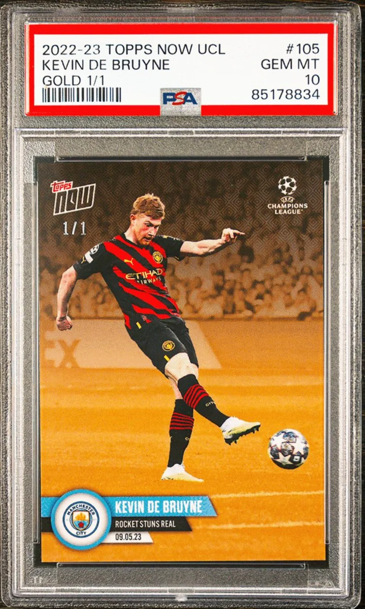 2022 Topps Now UCL Kevin De Bruyne Gold 1/1 PSA 10