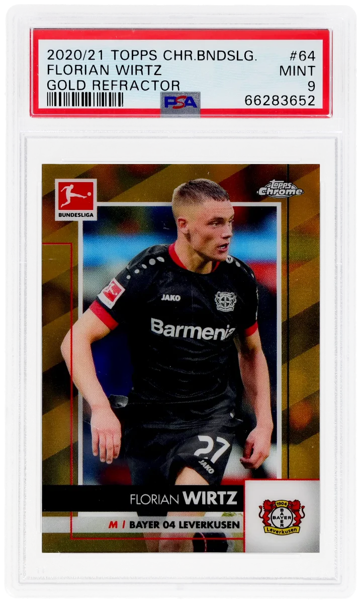 2020 Florian Wirtzh Topps Chrome Bundesliga Rookie Card Gold Refractor PSA 9 