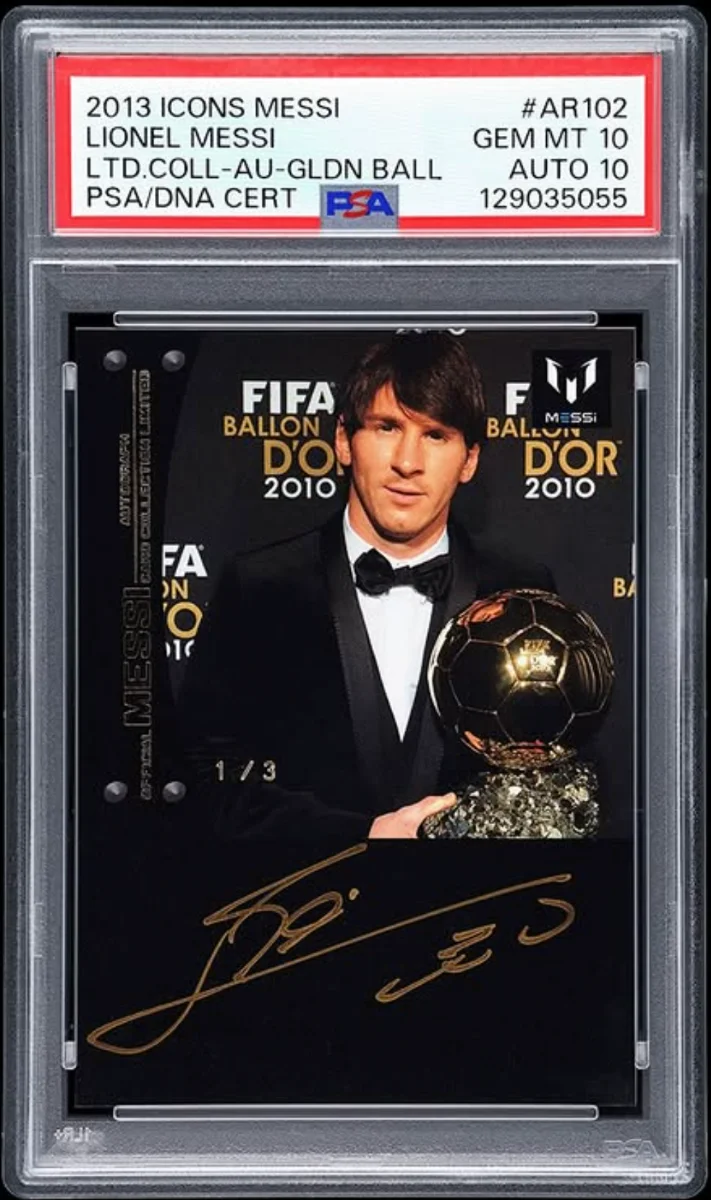 2013 Icons Lionel Messi Gold 1/3 Limited Collection Golden Ball Ballon d'Or PSA 10 Auto 10