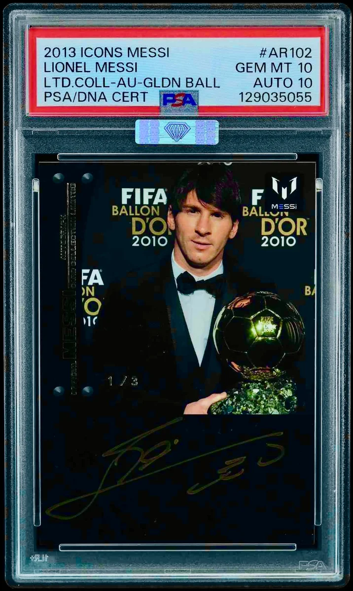 2013 Icons Lionel Messi Gold 1/3 Limited Collection Golden Ball Ballon d'Or PSA 10 Auto 10