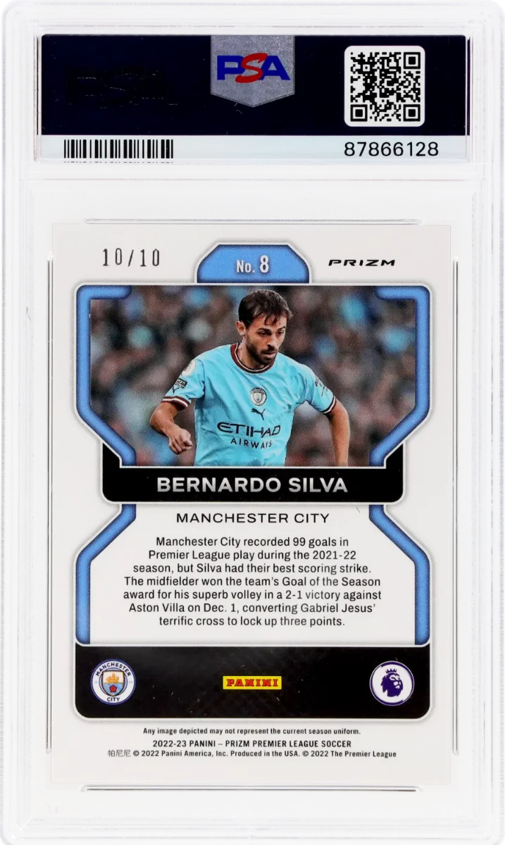 2022 Panini Prizm EPL Gold Prizm | Mancity Treble Year | Bernardo Silva #8 back