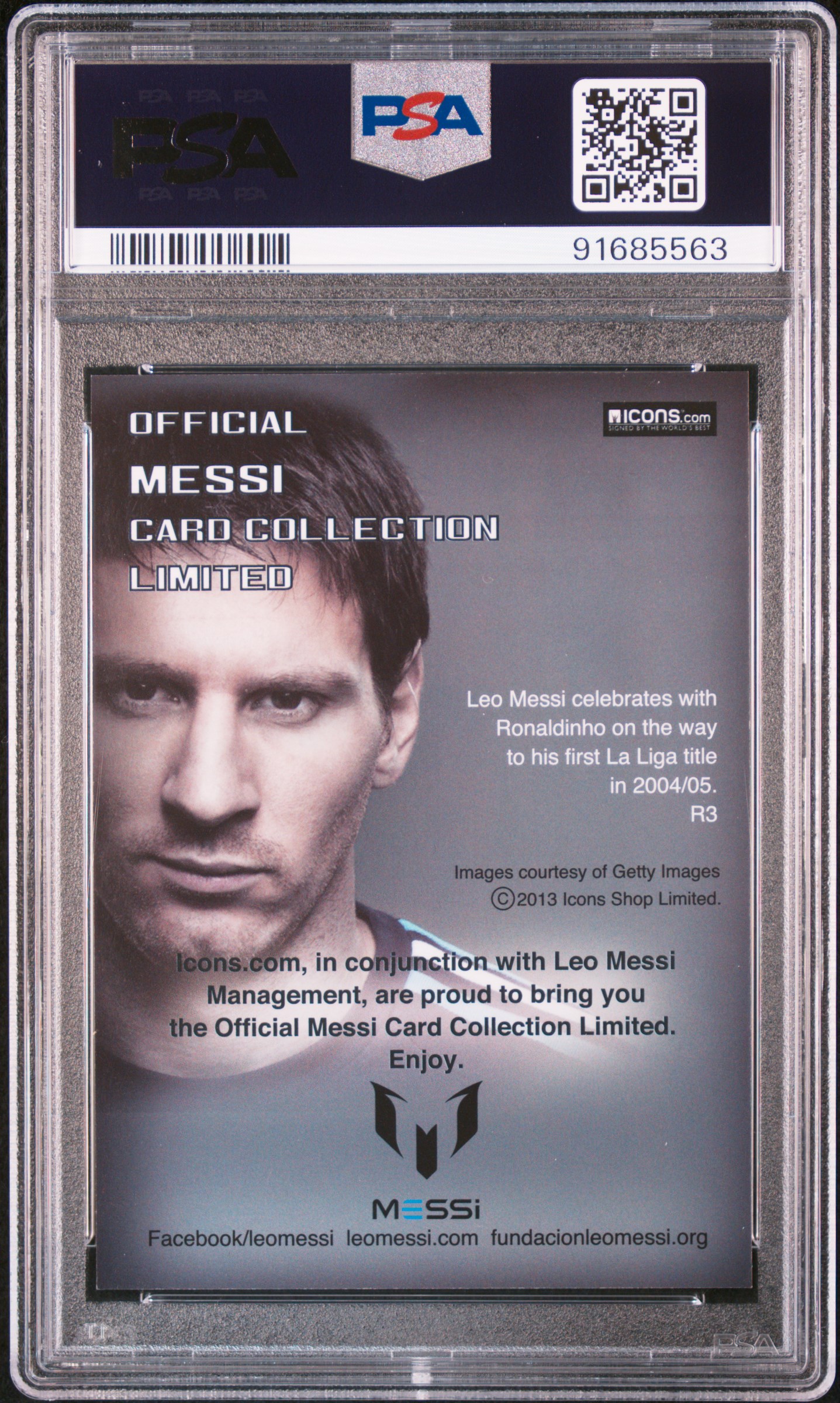 2013 Icons Lionel Messi La Liga Title 2004/05 PSA 10 (Limited Japanese Edition) back