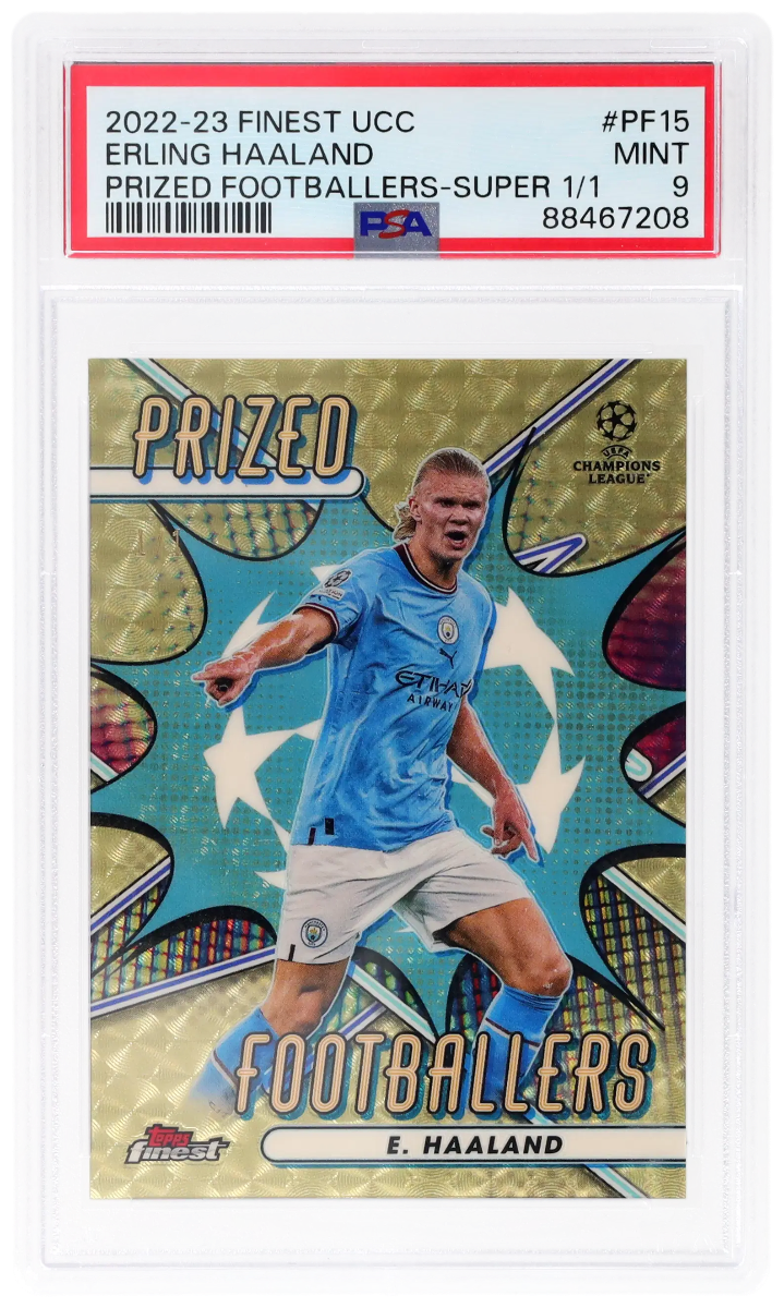 2022-23 TOPPS FINEST UEFA CLUB COMPETITIONS PRIZED FOOTBALLERS #PF15 ERLING HAALAND PRIZED FOOTBALLERS-SUPER 1/1