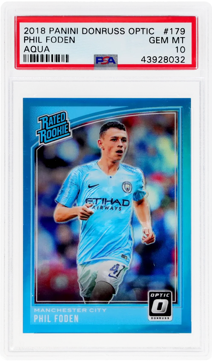 2018 Panini Donruss Foden Rated Rookie Optic Aqua PSA 10 #179