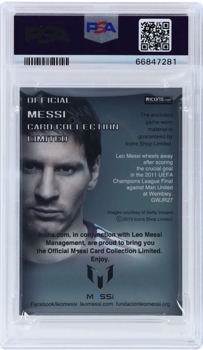 2013 Icons Lionel Messi (Limited Edition) PSA 9 - Club Goal UCL '11 - Game Worn Patch back