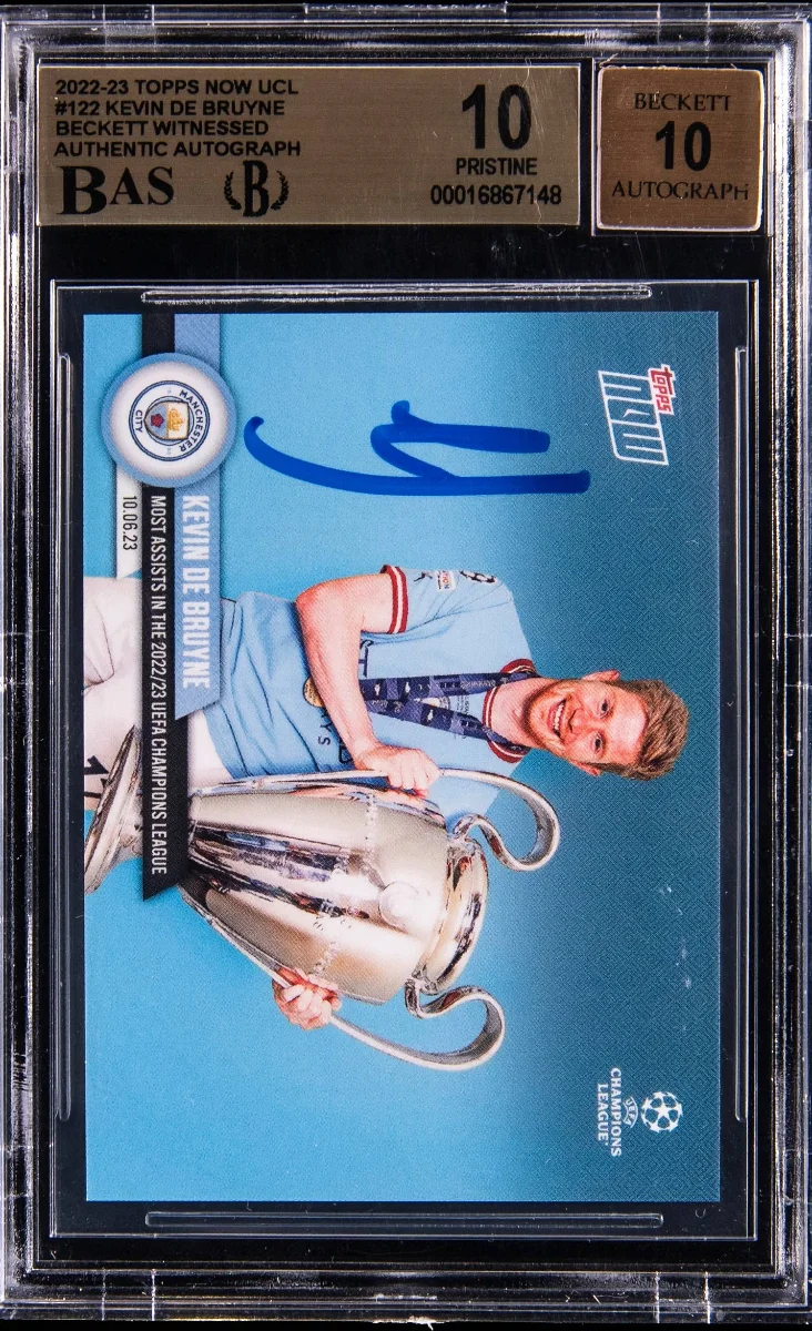 2022-23 Topps Now UEFA Club Competitions #122 Kevin Dr Bruyne Signed Card - BGS Pristine 10, Beckett 10