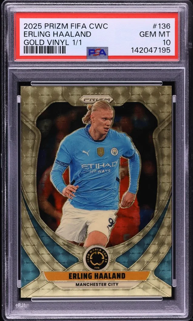 2025 Panini Prizm FIFA Club World Cup Gold Vinyl Erling Haaland 1/1 #136 PSA 10 GEM MINT