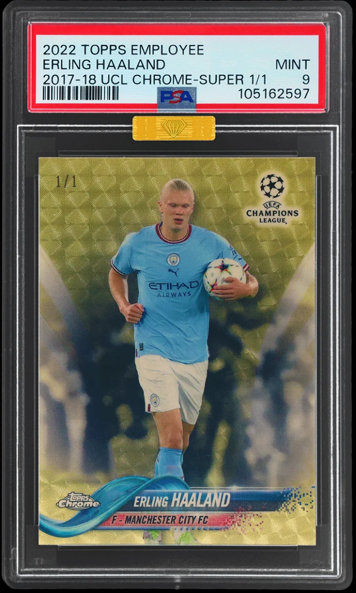 2022 Topps 2017 UCL Chrome Superfractor Erling Haaland 1/1 PSA 9