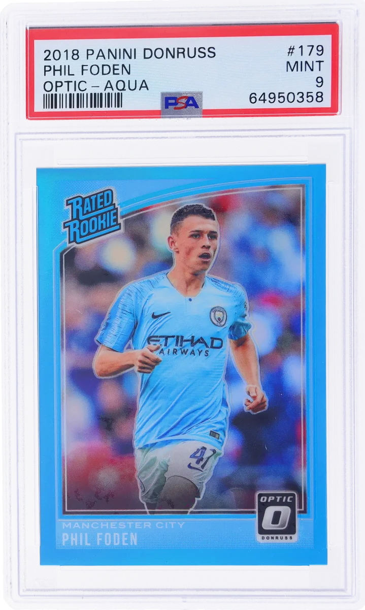 2018 Panini Donruss Foden Rated Rookie Optic Aqua PSA 9 #179