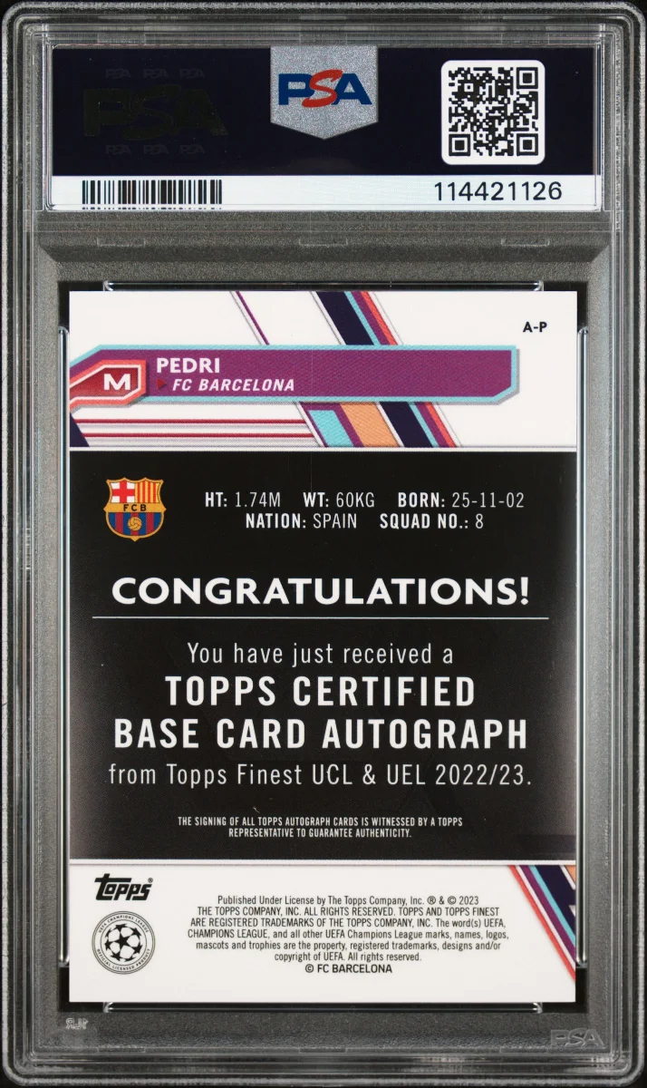 2022-23 Pedri Finest Gold Auto back