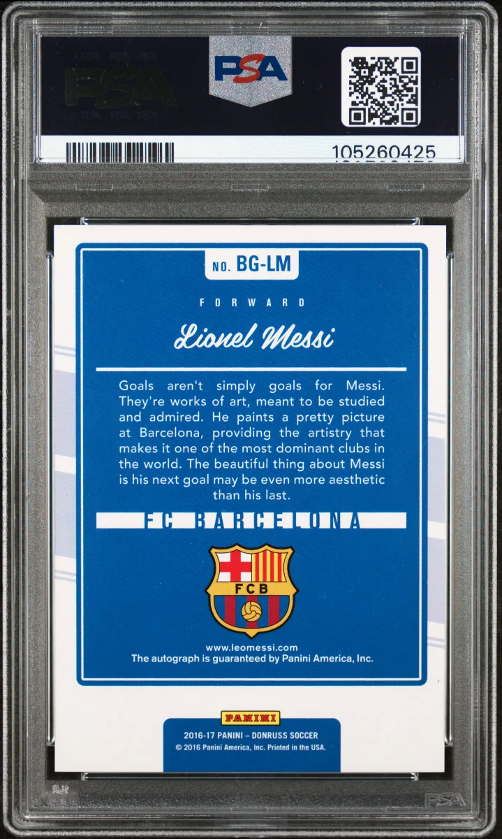 2016 Lionel Messi Donruss The Beautiful Game Auto back