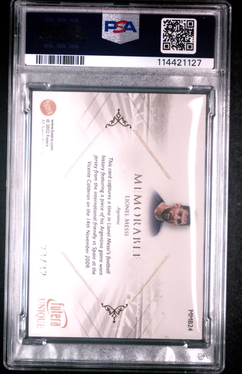 2022-23 Lionel Messi Futera Unique Memorable Relic back