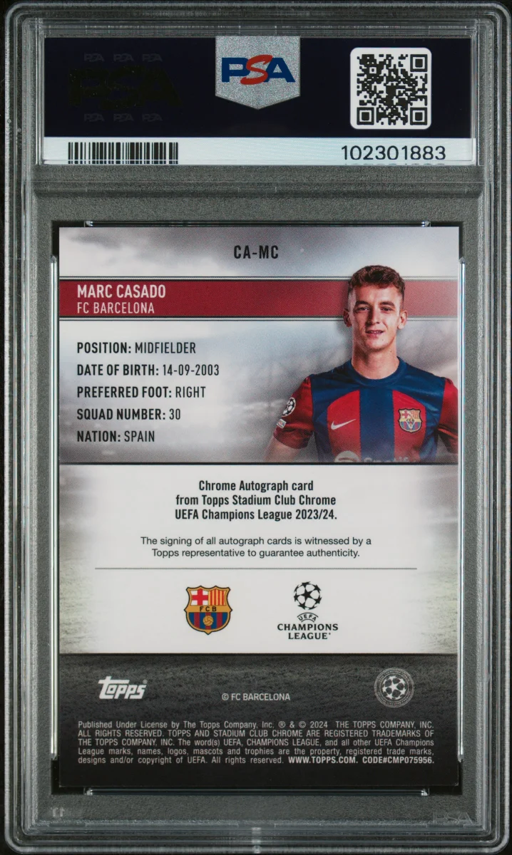 2023-24 Marc Casado Stadium Club Gold Auto back