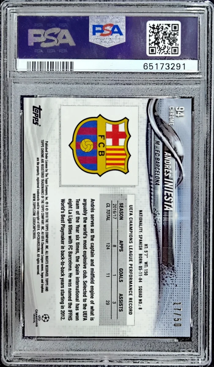 2017 Andres Iniesta Chrome Gold back
