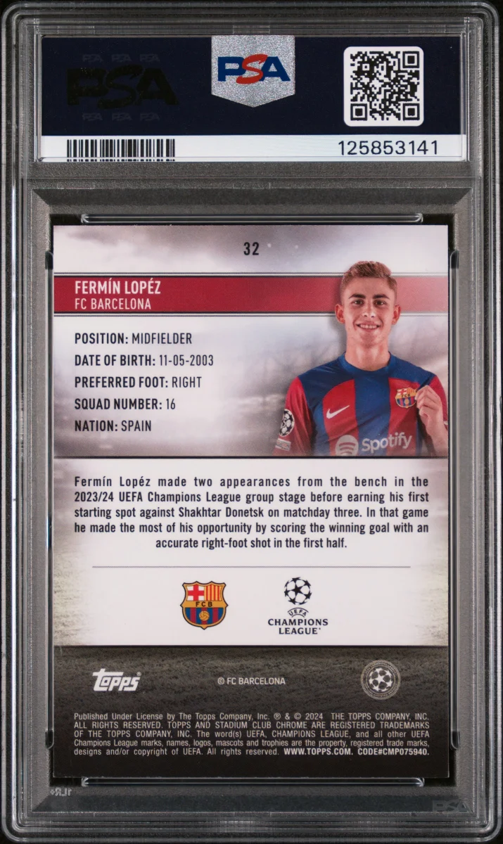 2023-24 Fermin Lopez Stadium Club Gold RC back