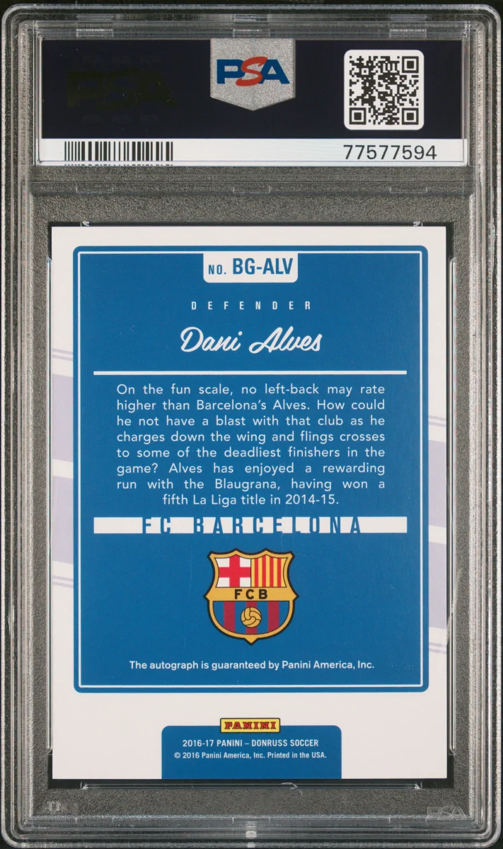 2016 Dani Alves Donruss The Beautiful Game Auto — back