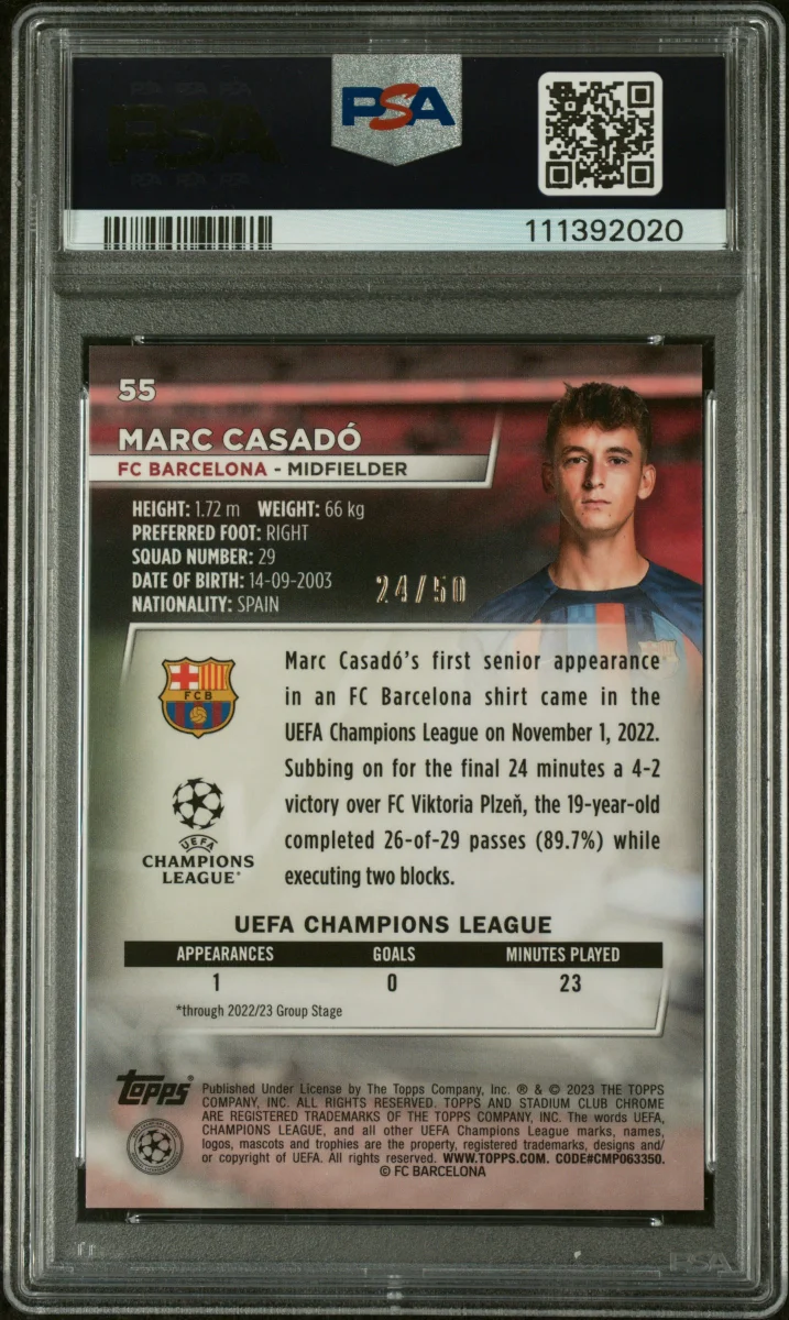 2022-23 Marc Casado Stadium Club Gold Prism RC back