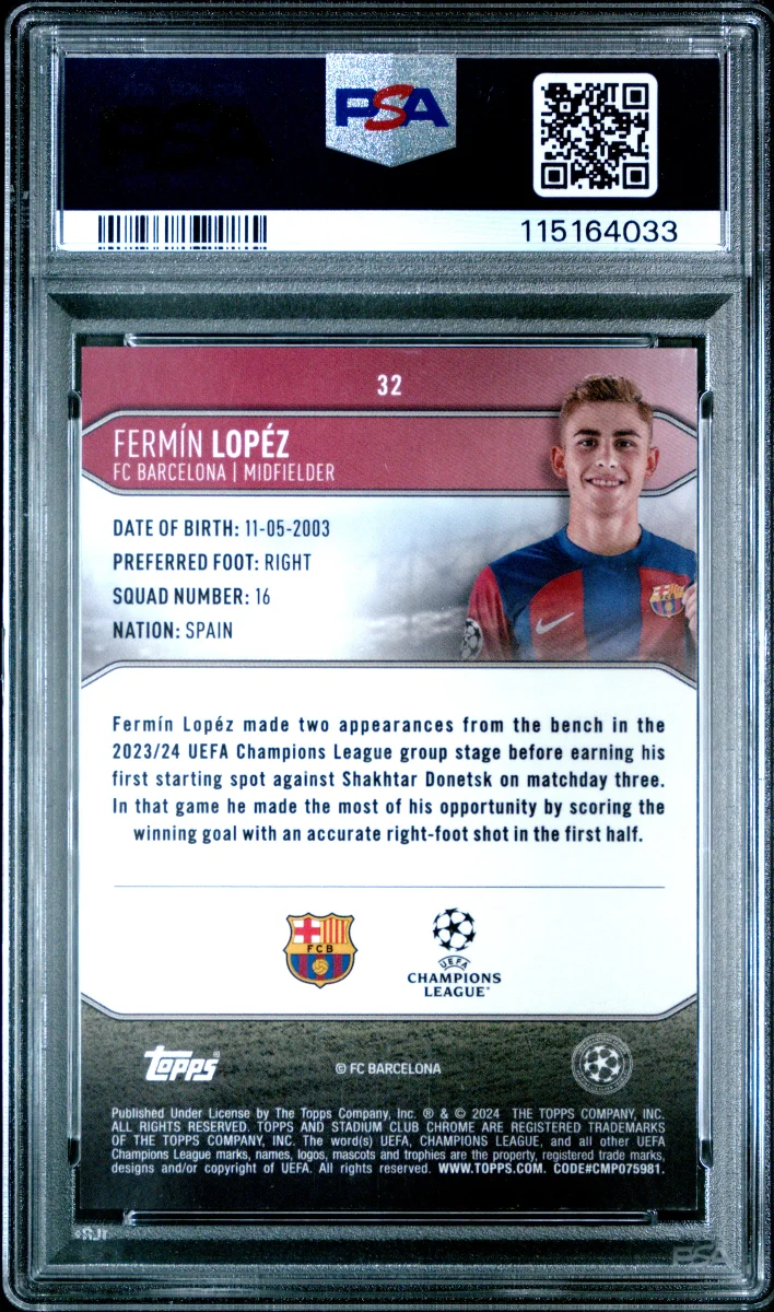 2023-24 Fermin Lopez Stadium Club MO Image Gold RC back