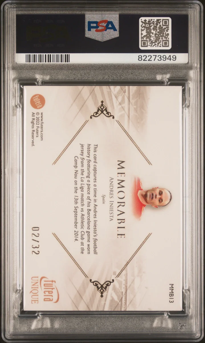 2022-23 Andres Iniesta Futera Unique Memorable Relic back