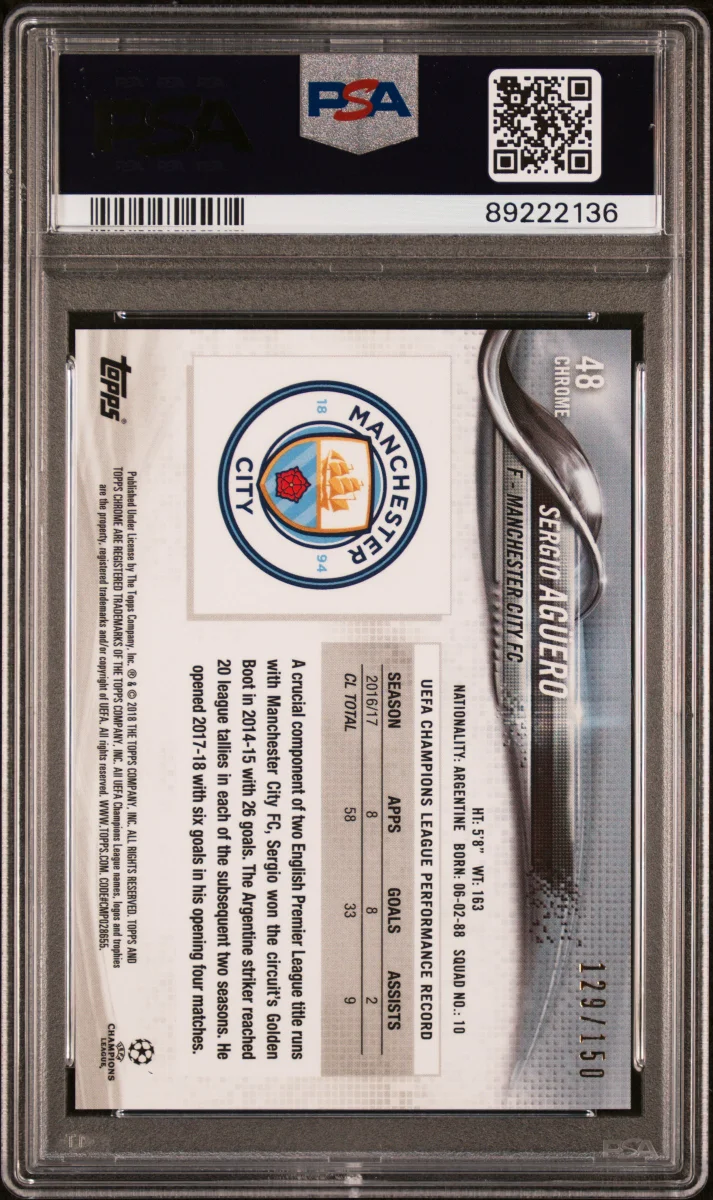 2017 Sergio Aguero Chrome Blue back