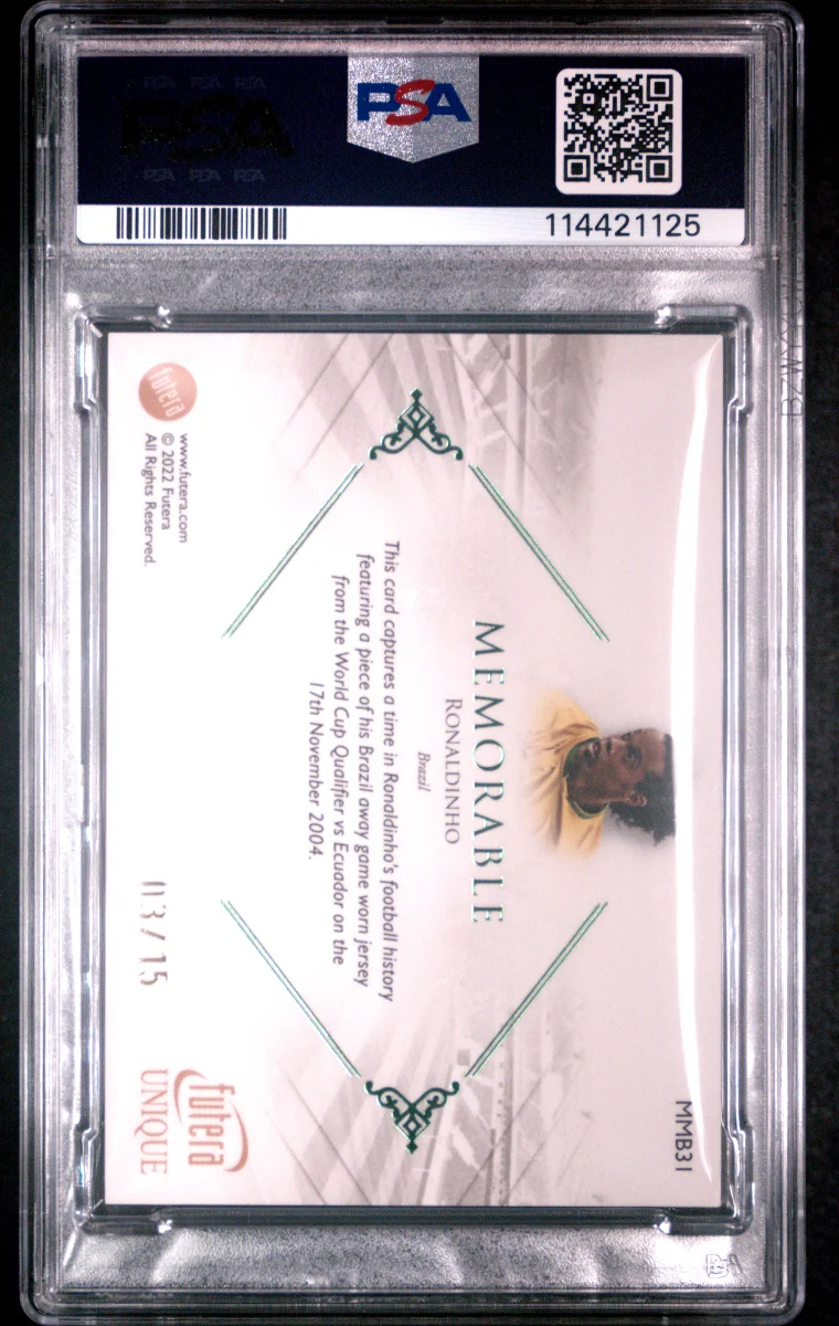 2022-23 Ronaldinho Futera Unique Memorable Relic back