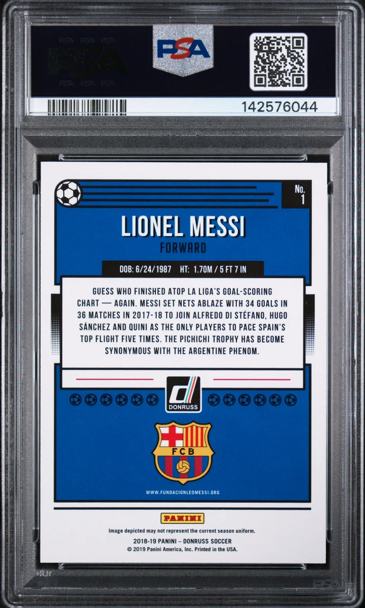 2018 Lionel Messi Donruss Press-Proof Gold — back