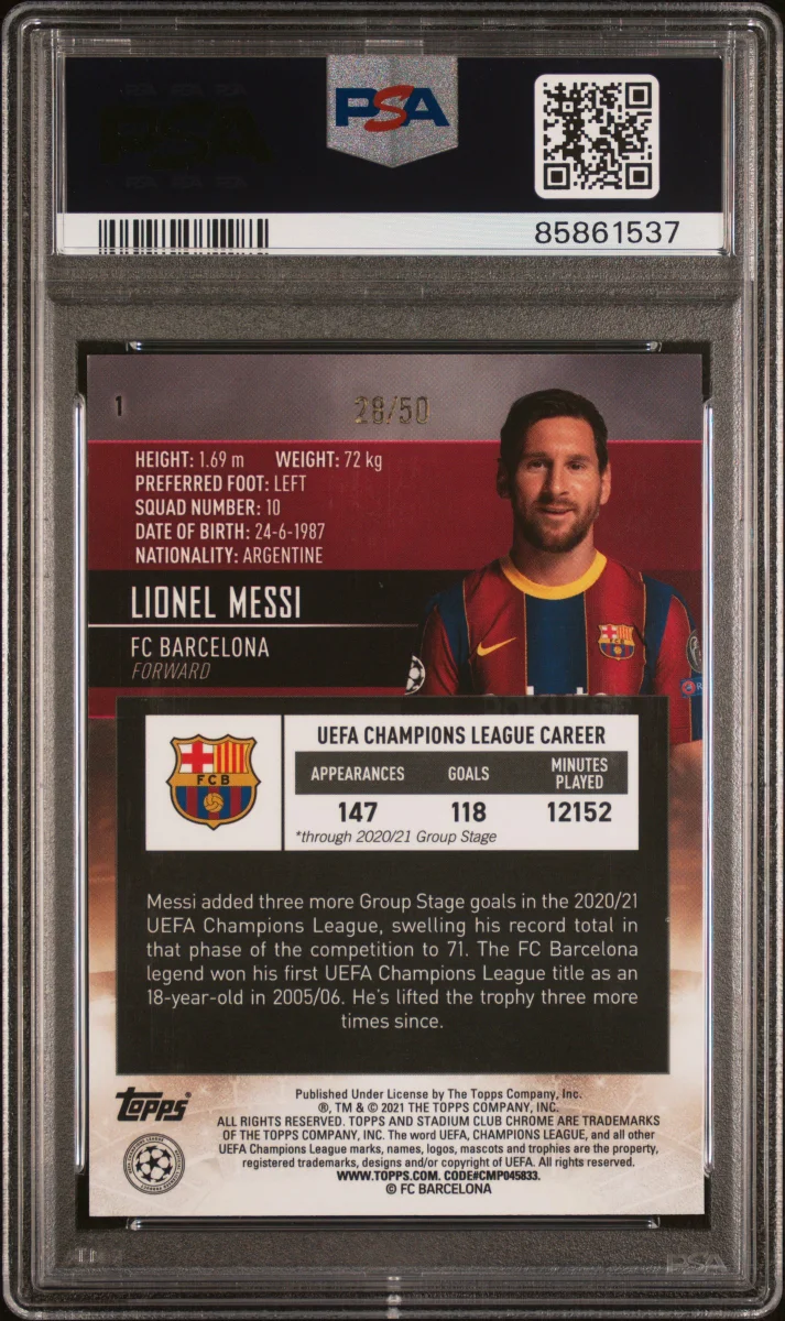 2020 Lionel Messi Stadium Club Gold back