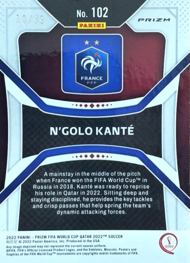 2022 Panini Prizm W/C Qatar N’golo Kanté Red — back