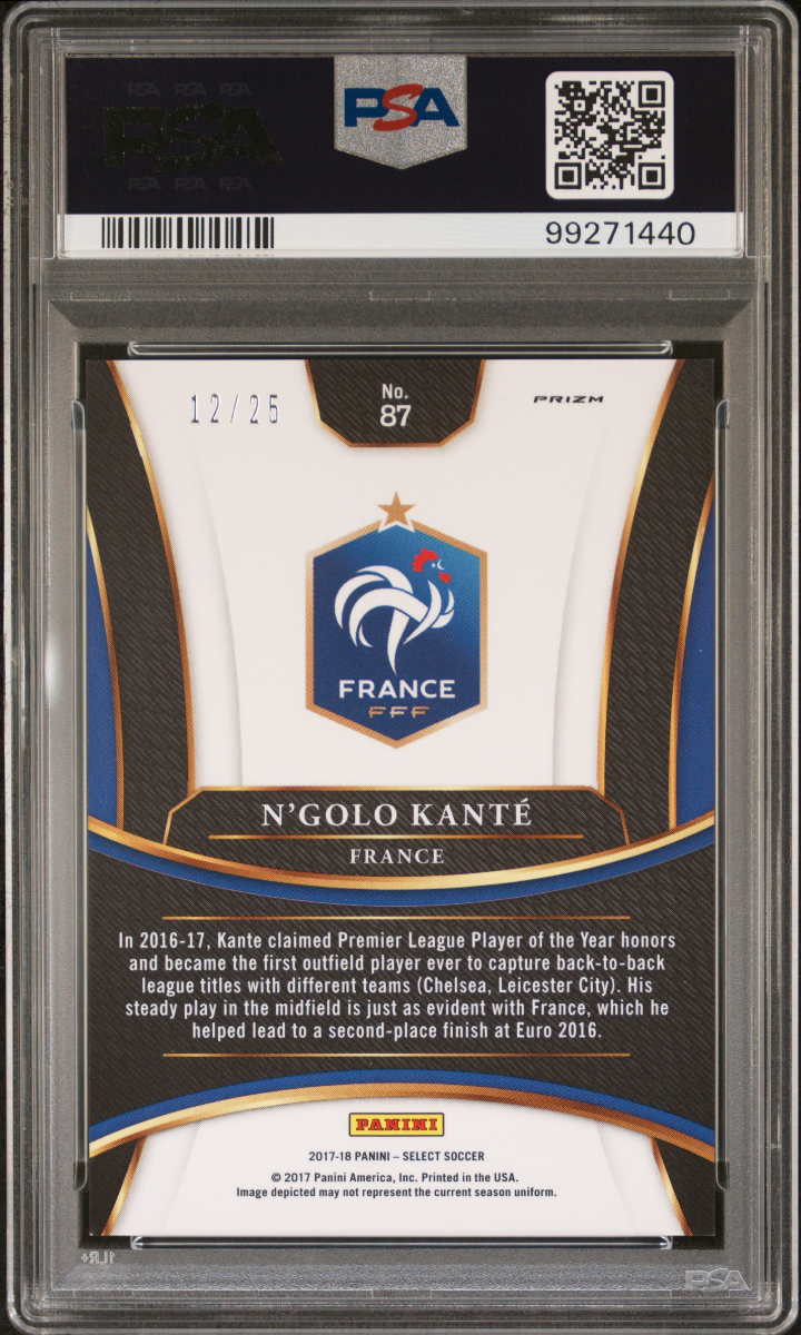 2017 PANINI SELECT N'GOLO KANTE ZEBRA — back