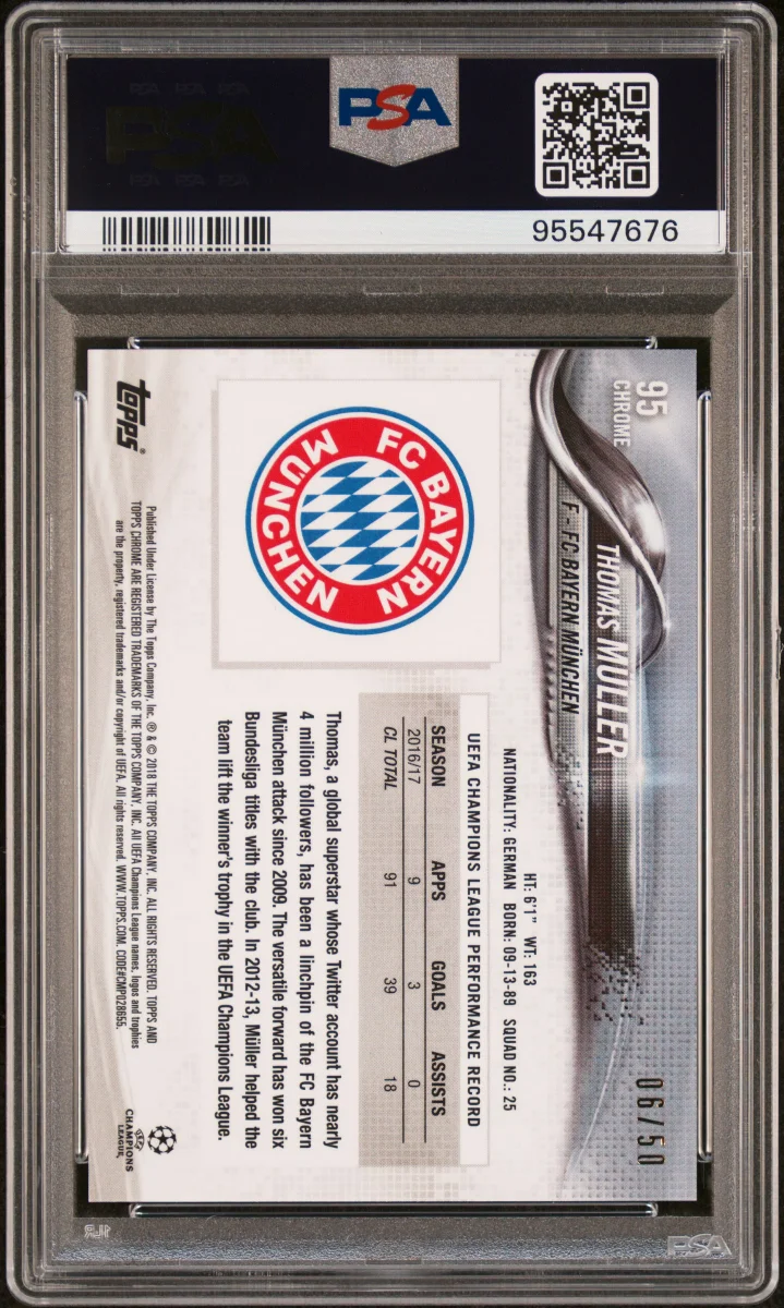 Thomas Muller 2017 Topps Chrome Gold Refractor PSA 10 — back