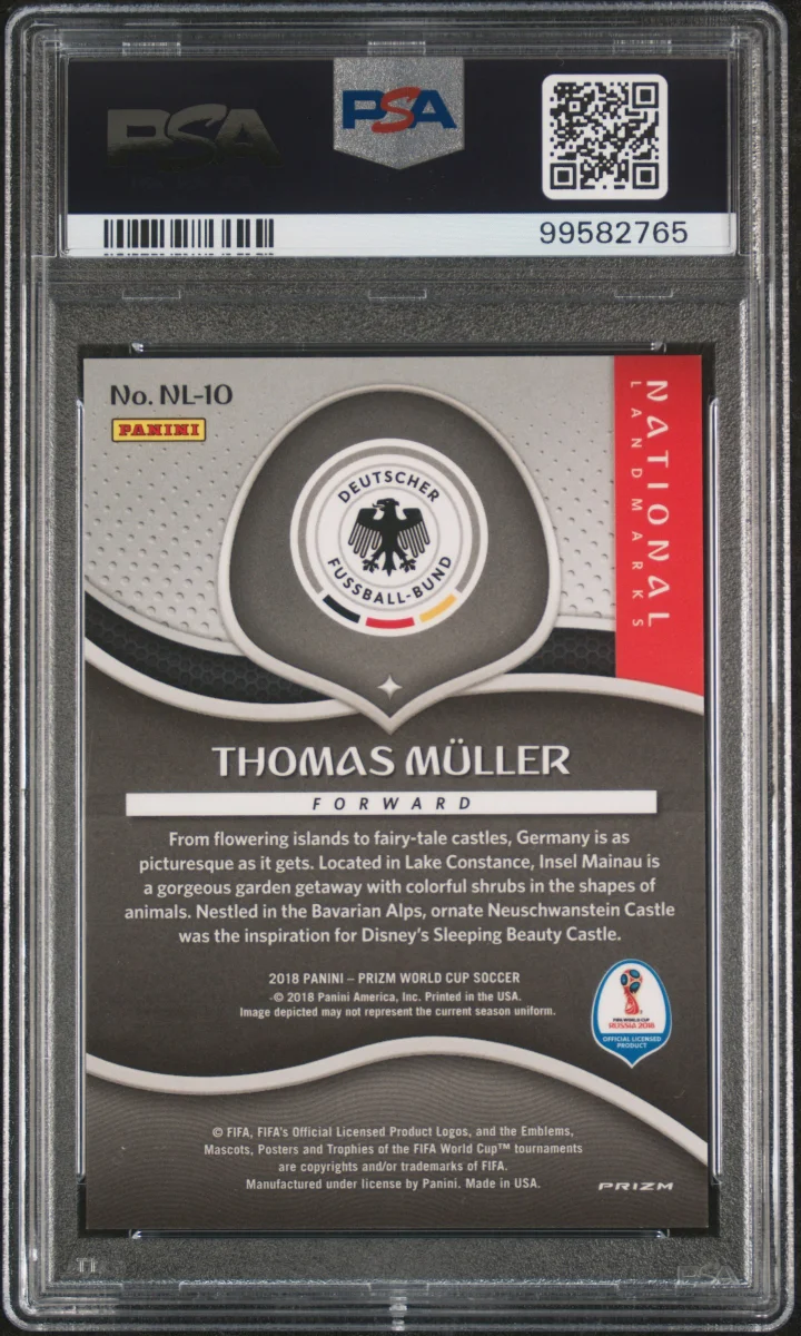 Thomas Muller 2018 Prizm WC National Landmarks PSA 10 — back
