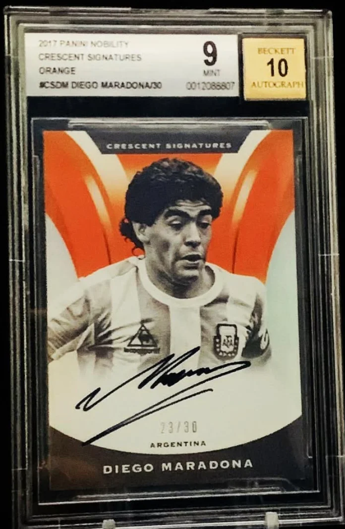 Diego Maradona 2017 Panini Nobility /30 back