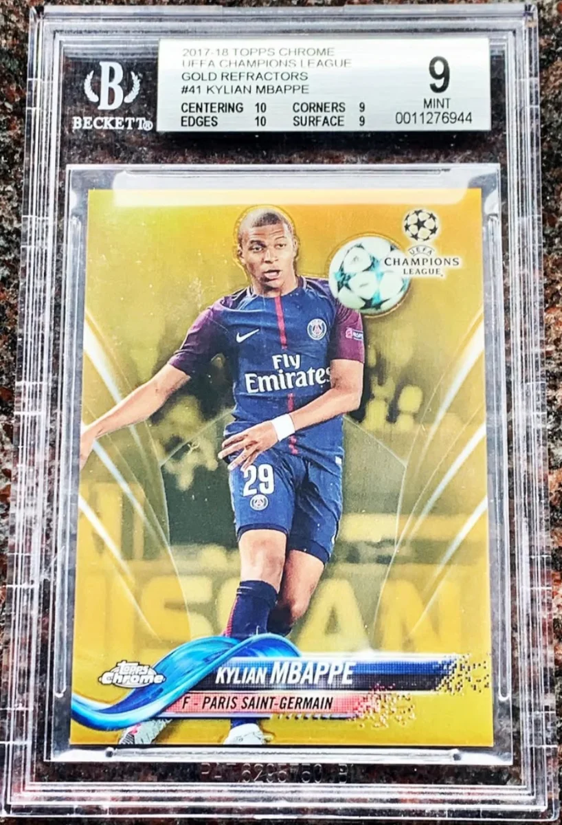 Kylian Mbappe topps Chrome 2017 Gold back