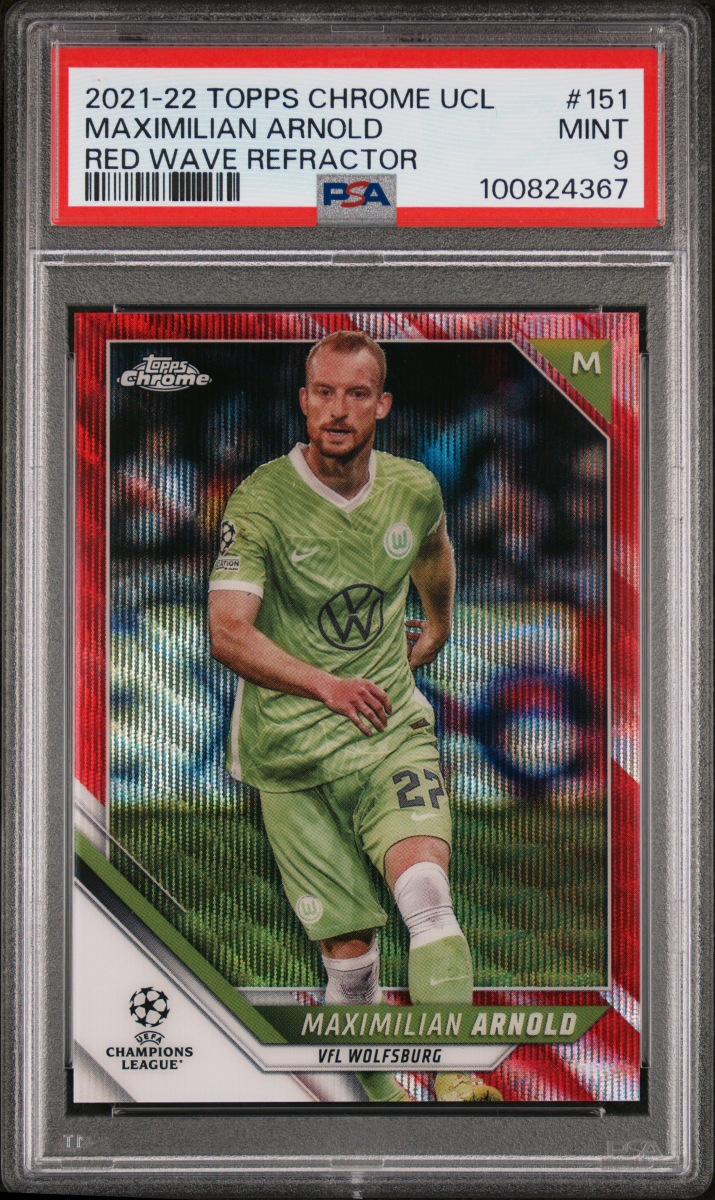 2021-22 TOPPS CHROME UCL MAXIMILIAN ARNOLD RED WAVE REFRACTOR PSA 9 5/5
