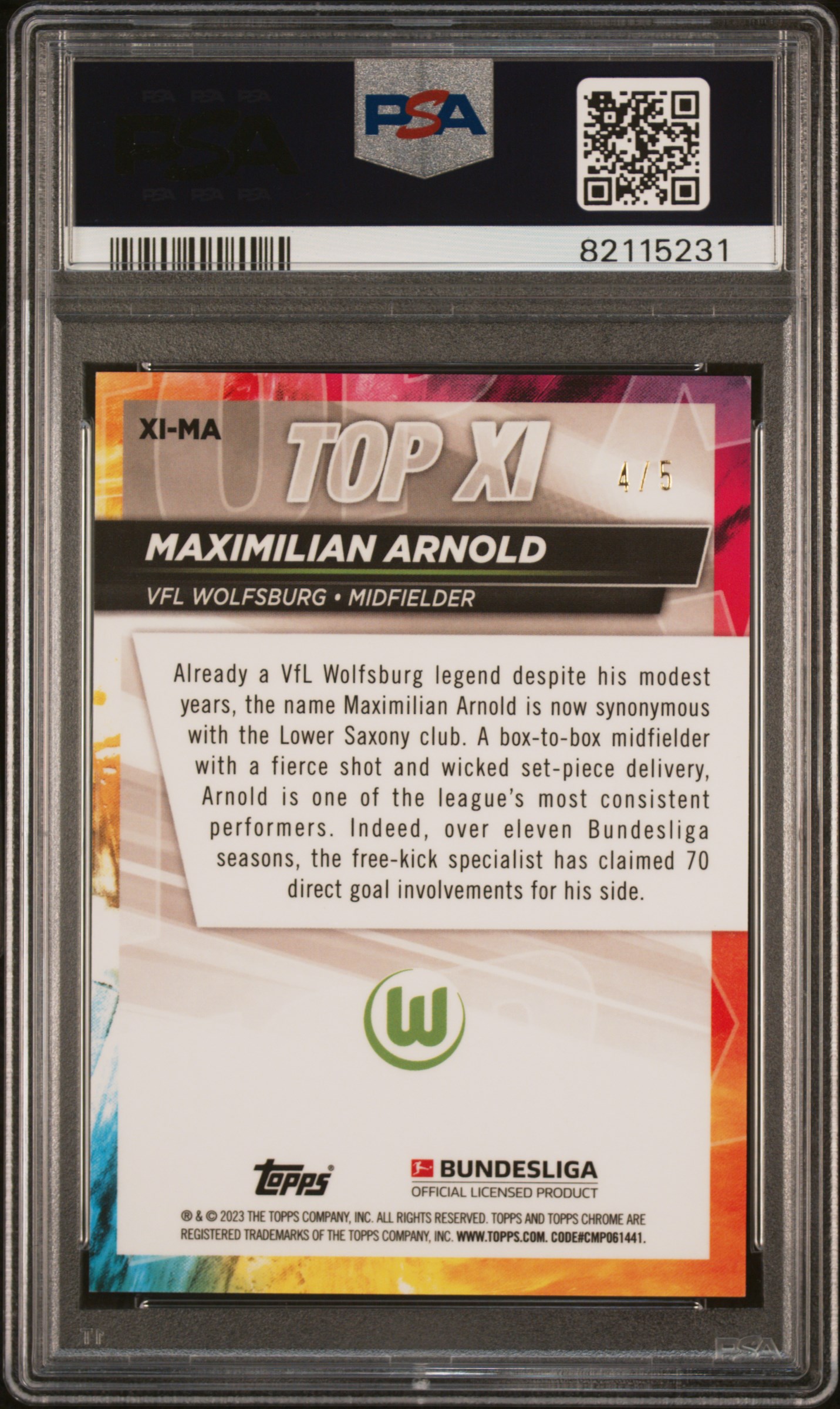 2022-23 TOPPS CHR BUNDSLGA MAXIMILIAN ARNOLD TOP XI-RED PSA 9 4/5 — back