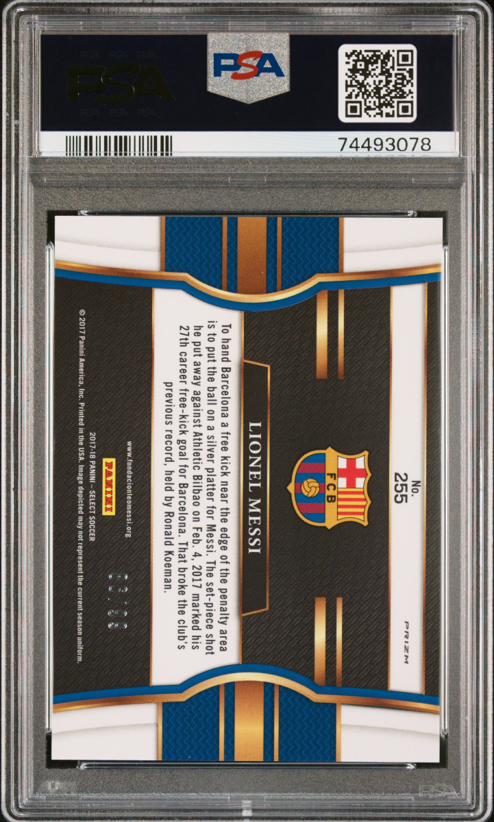 Lionel Messi 2017 Panini Select Field Level White /99 — back