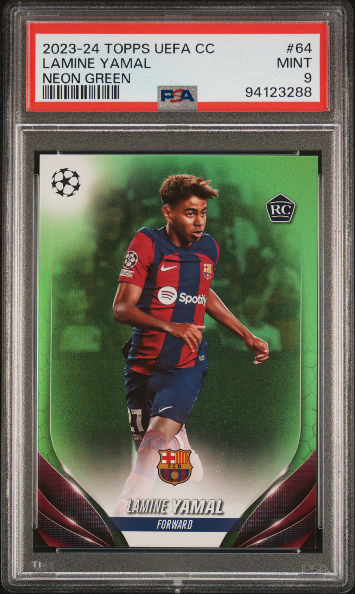 2023-24 TOPPS UEFA CC LAMINE YAMAL NEON GREEN #64 PSA 9 047/199