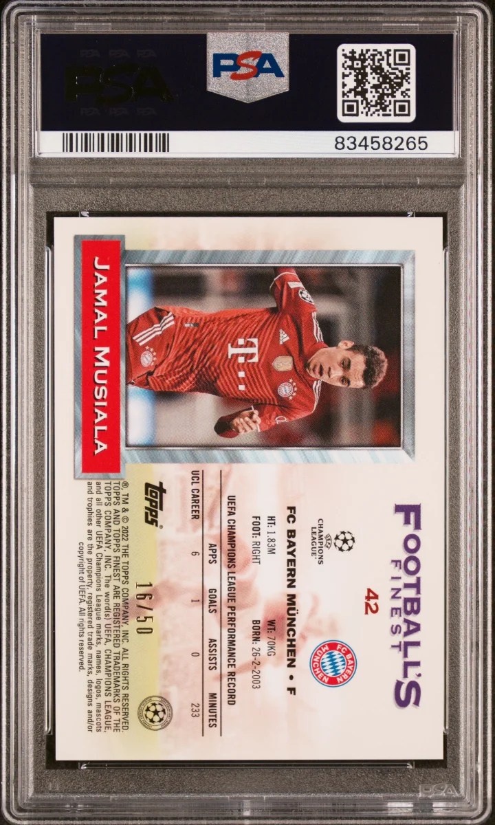 Jamal Musiala - 2021 Topps Finest Flashbacks - Gold /50 — back
