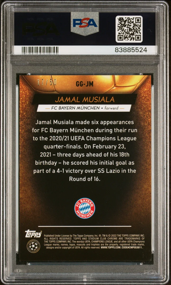 Jamal Musiala - 2021 Topps Stadium Club Chrome - Glimpses of Gold /50 — back