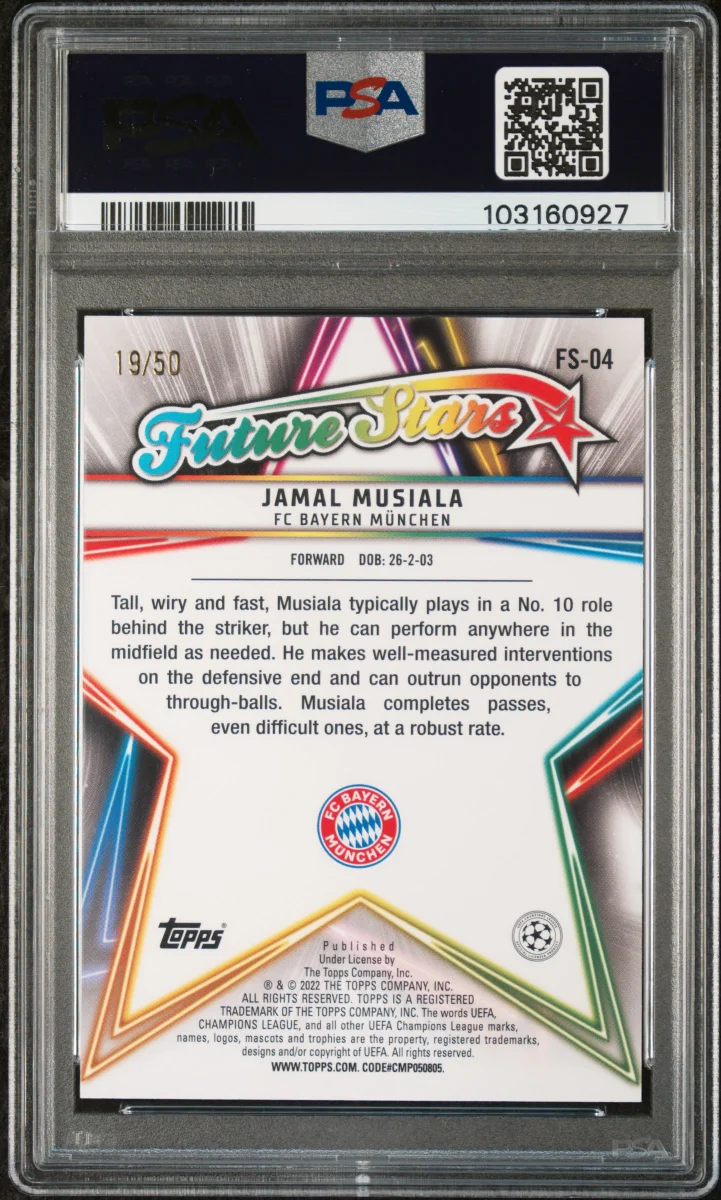 Jamal Musiala - 2021 Topps UCL - Future Stars - Gold /50 — back