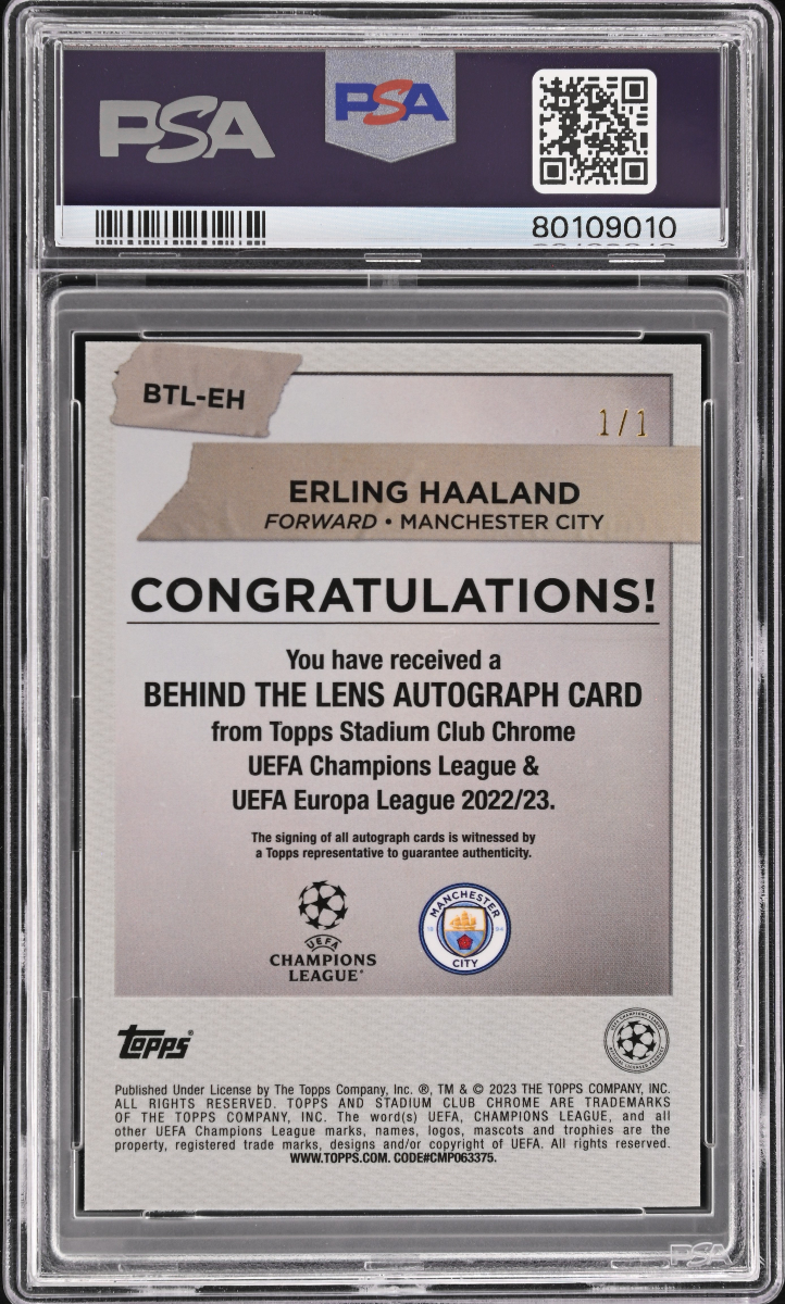 Topps SCC 2022 - Erling Haaland - Behind the Lens - Superfractor 1/1 — back