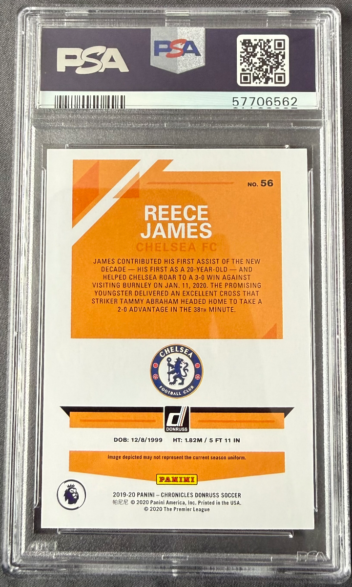 Reece James 2019 Panini Chronicles Donruss Premier League Press Proof Red Laser — back