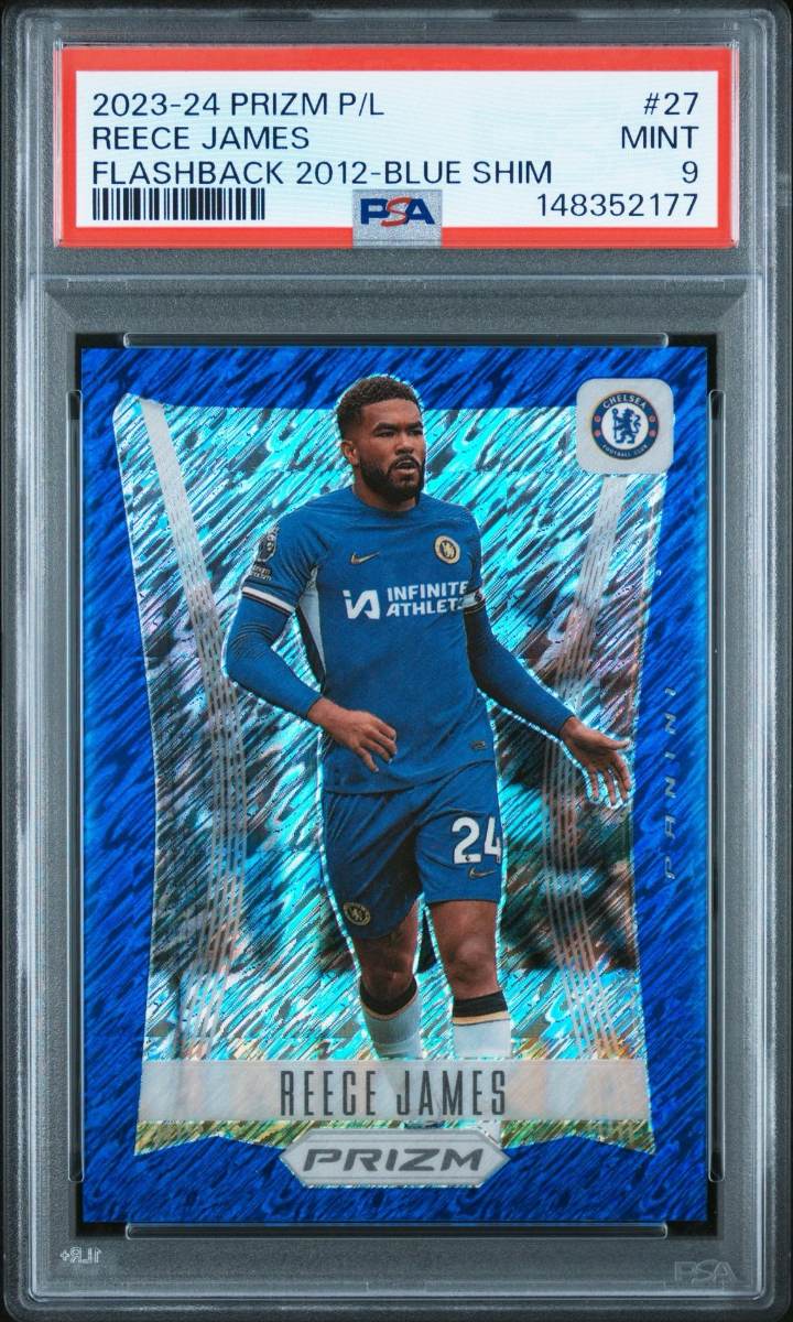 Reece James 2023-24 Panini Prizm Premier League Flashback 2012 Blue Shimmer