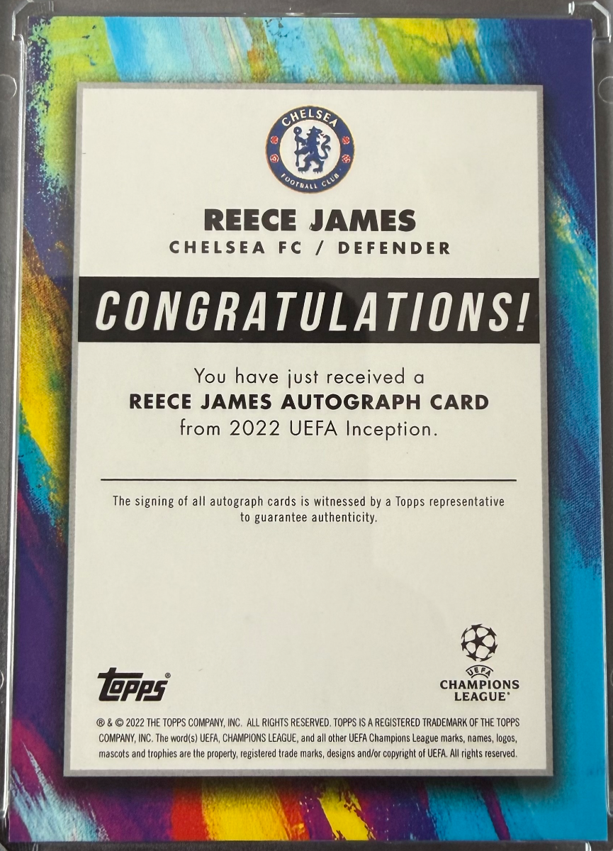 Reece James 2021-21 Topps Inception UEFA Star Quality Autographs Blue — back